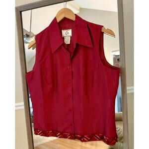 The IcE Suit Coral Silk Top Women's Large NWT